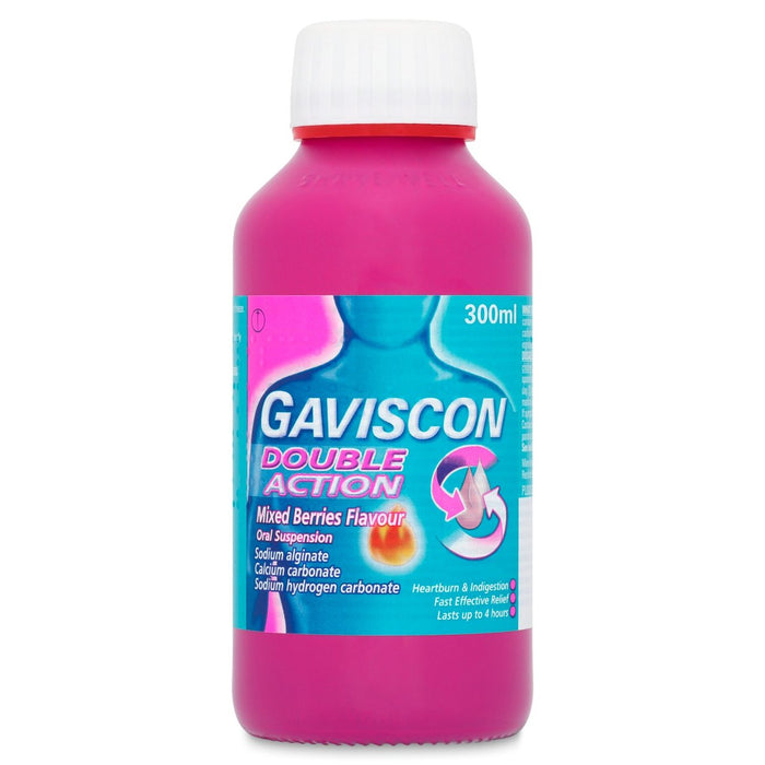 Gaviscon Double Action Sodbrennen & Verdauungsstörungsflüssigkeit gemischte Beeren 300 ml