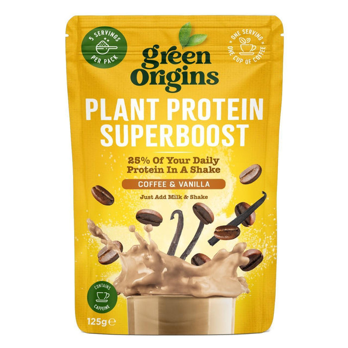 Green Origins SuperBoost Coffee & Vanilla Plant Protein Powder 125G