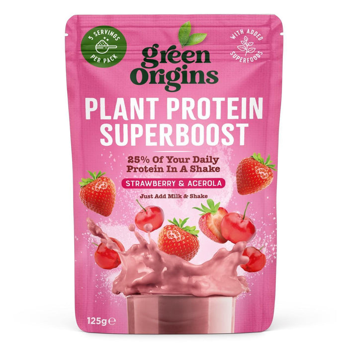 Grüne Origins Superboost Strawberry & Acerola Pflanzenpulver 125G