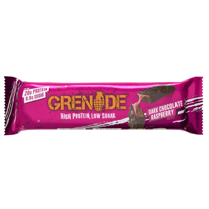 Grenade grenade killa chocolate de chocolat noir barre de protéine de framboise 60g