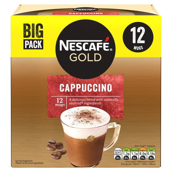 Sachetas de capuchino de oro nescafe 12 por paquete