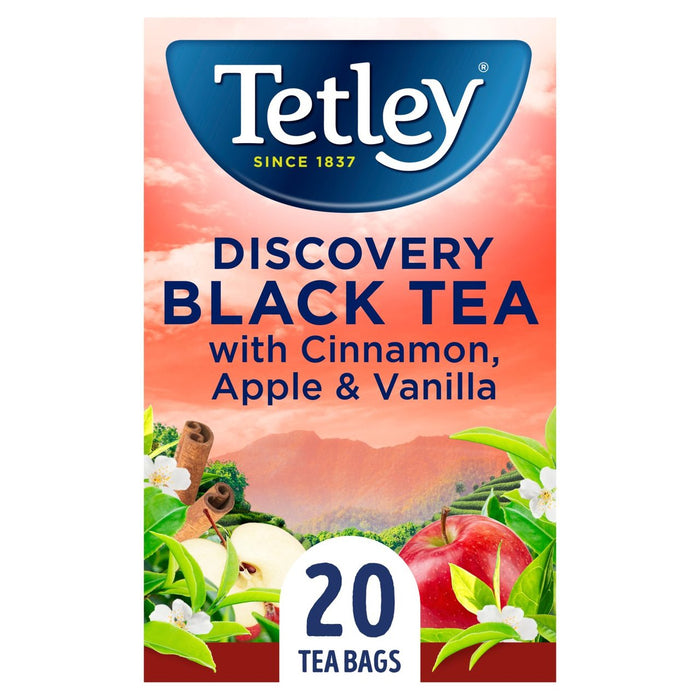 Tetley Discovery Té negro con manzana de canela y vainilla 20 por paquete