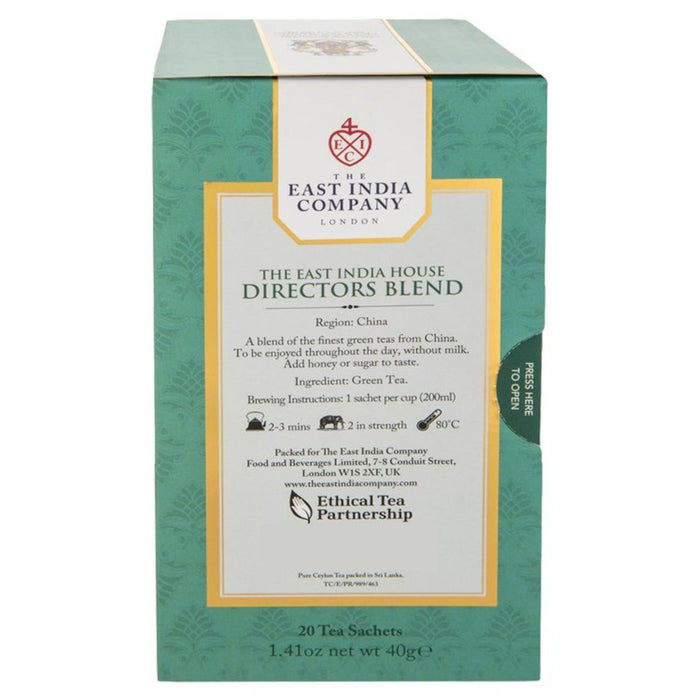 The East India Company Directors Green Tea Blend Sachets 20 per pack