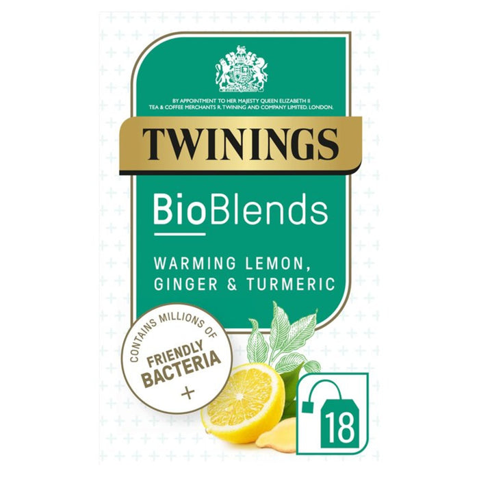 Twinings BioBlnds au gingembre au citron et au thé de curcuma avec des bactéries amicales 18 par paquet