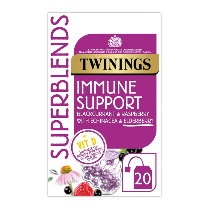 Twinings Superblends Support Immune-Currant et framboise 20 par paquet