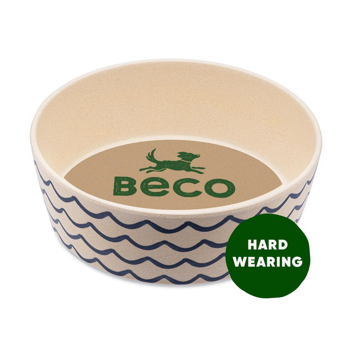 Beco Bamboo Ocean Waves Dog Feeding and Water Bowl Small