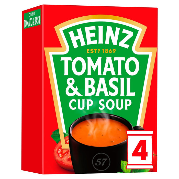 Heinz Cream of Tomato con un toque de sopa de taza seca de albahaca 4 x 22g