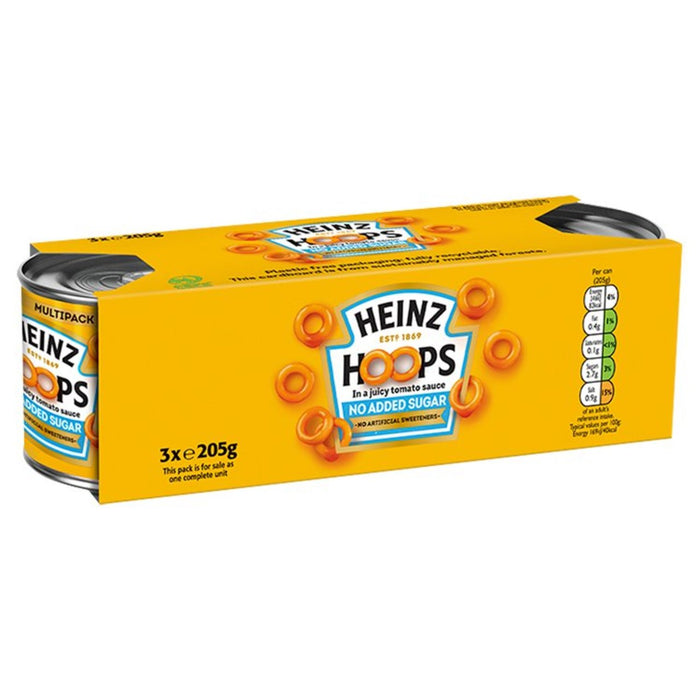 Heinz Hoops sin azúcar agregada 3 x 200g