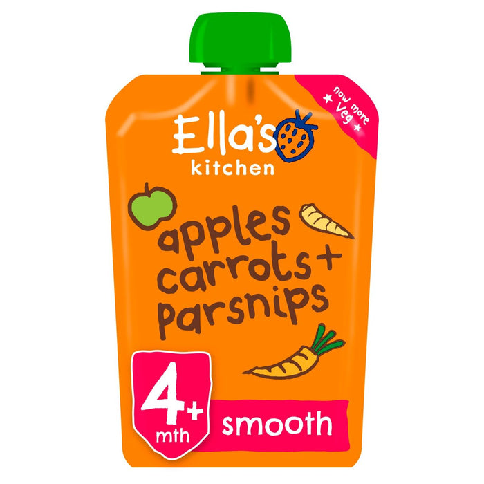 Ella's Kitchen Manzanas orgánicas, zanahorias y pastinacas de bebé Pouch 4+ meses 120 g