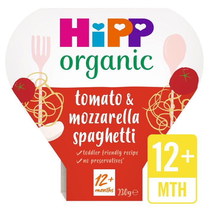 HIPP Bio SquigGly Spaghetti mit leckerem Tomaten- und Mozzarella -Sauce -Tablett 230g