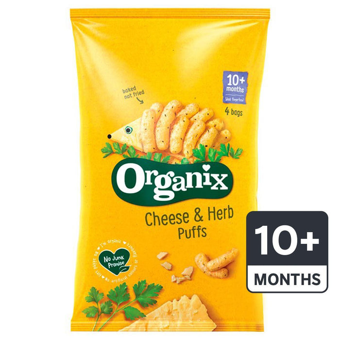 Organix Käse & Kräuter Fingerfood Kleinkind Snack Mais Puffs Multipack 4 x 15g