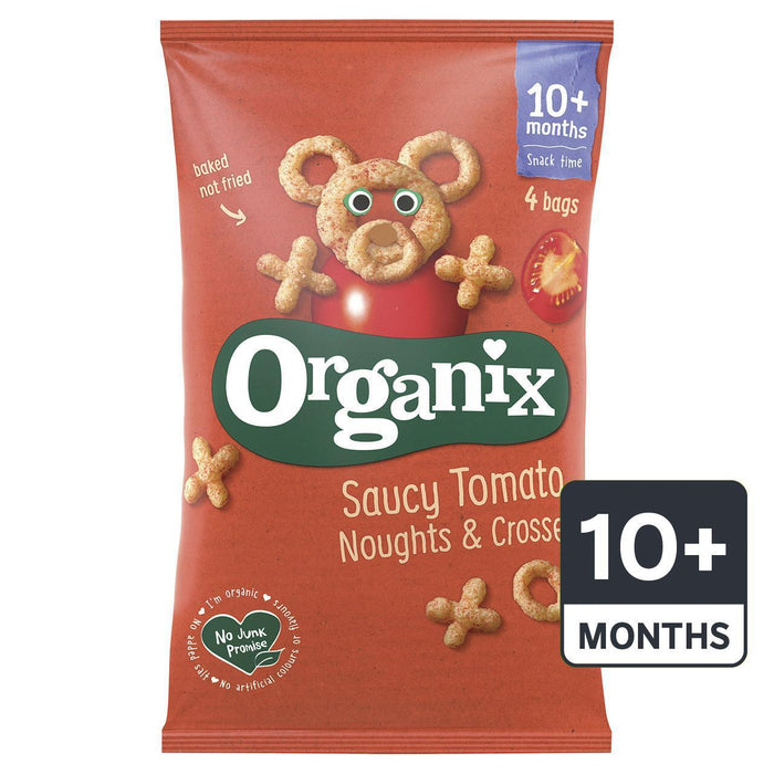 Organix Tomaten -Nägung & kreuzt Kleinkind Snack Mais Puffs Multipack 4 x 15g