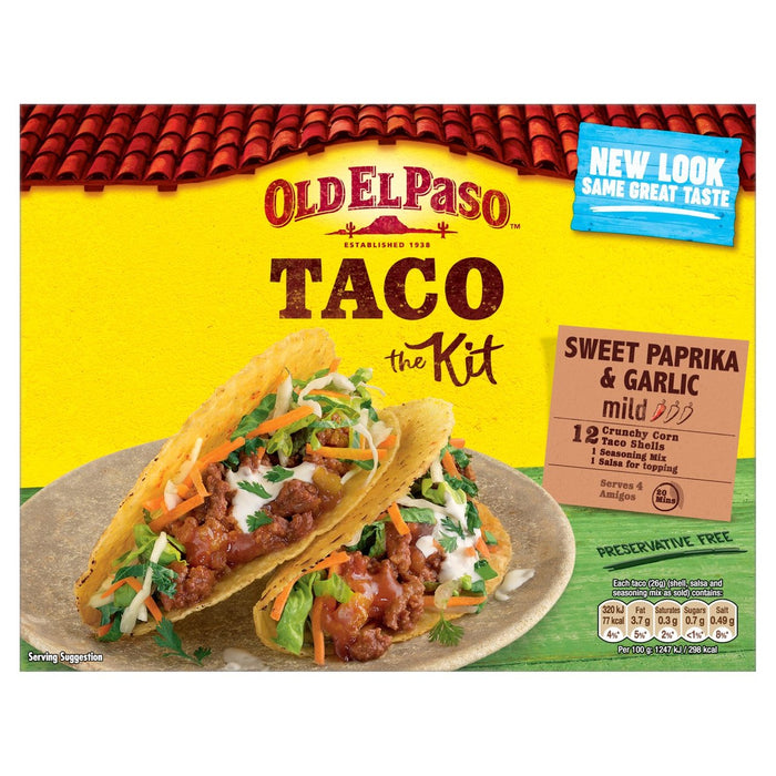 Old El Paso Sweet Paprika & Garlic Taco Kit with Shells 308g