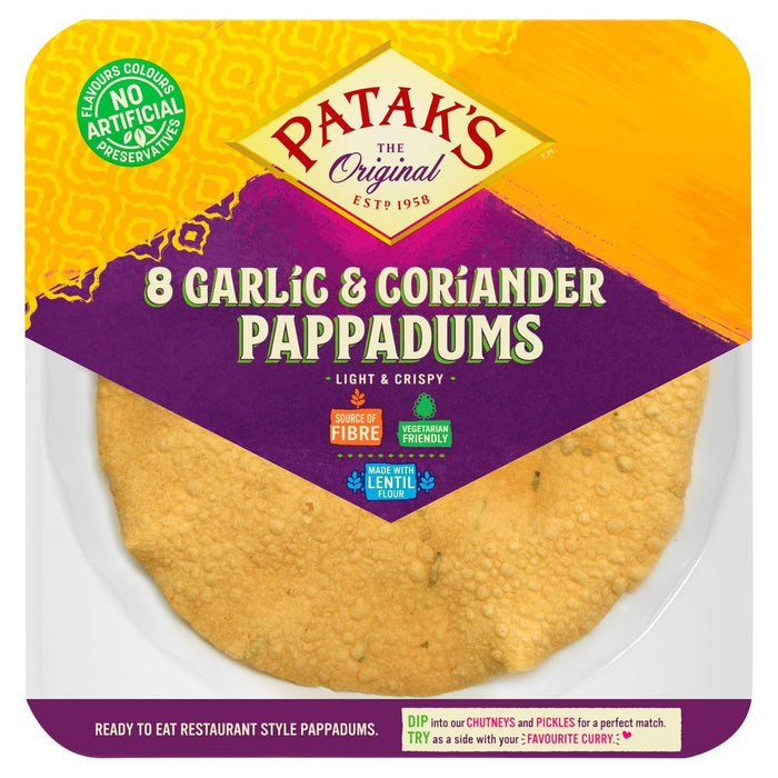 Pataks Knoblauch & Koriander Pappadums 60G