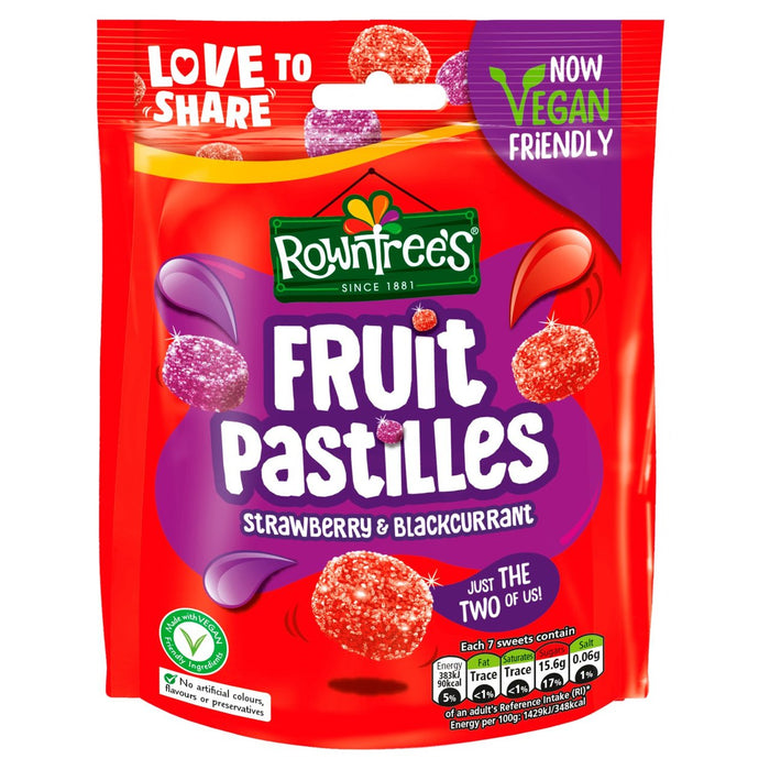 Fruites de fruits de Rowntree et bonbons de fraise et de cassis 143g