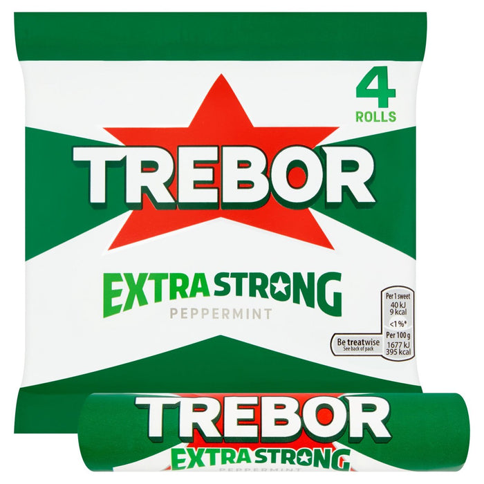 Trebor Extra Strong Peppermint Mint Rolls 4 x 41.3g