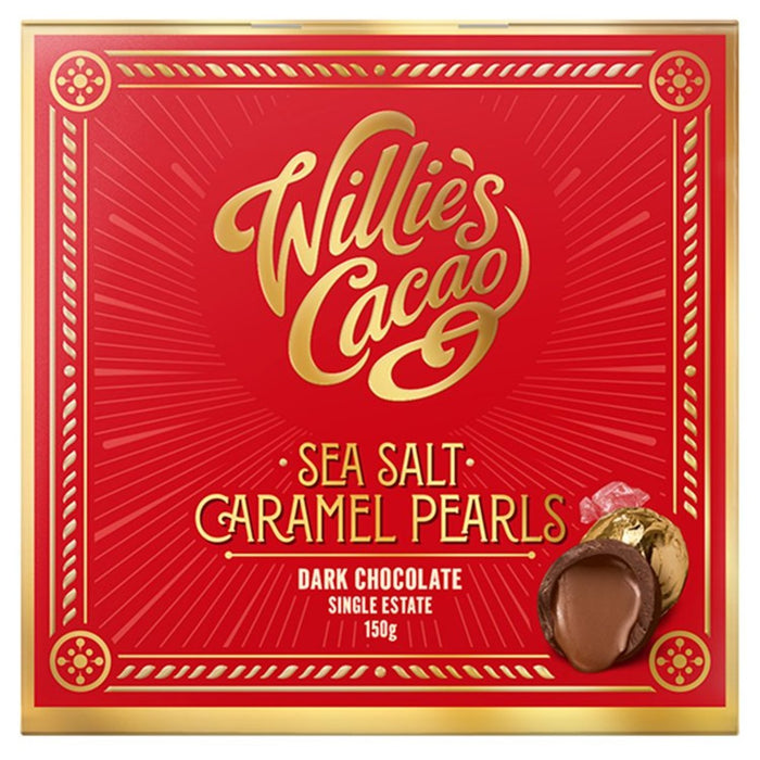 Willie's Cacao Dark Chocolate Sea Salt Caramel Black Pearls 150g