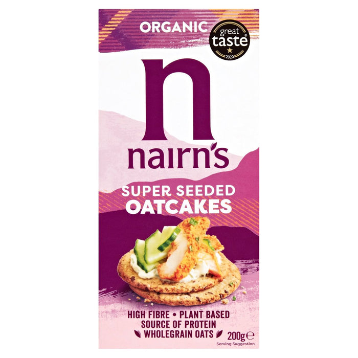 Nairns Bio -Supergesetze Leinsamen Chia & Sonnenblume Oatcakes 200g