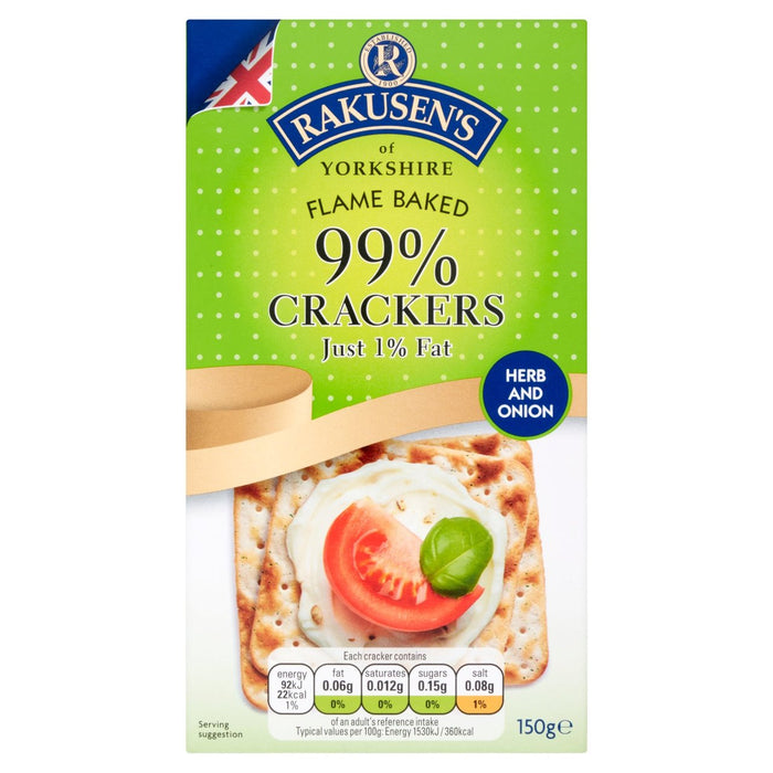 Rakusen's Yorkshire Herb & Onion Flame Baked Crackers 150g