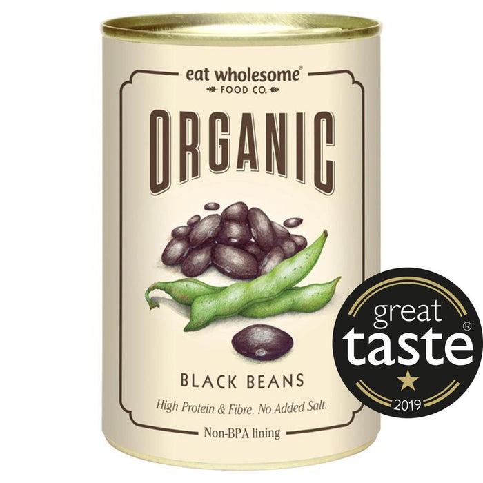 Come frijoles negros orgánicos sanos 400g