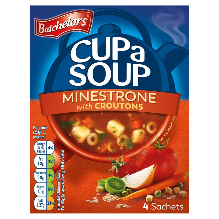 Batchelors minestrone taza una sopa 4 x 23.5g