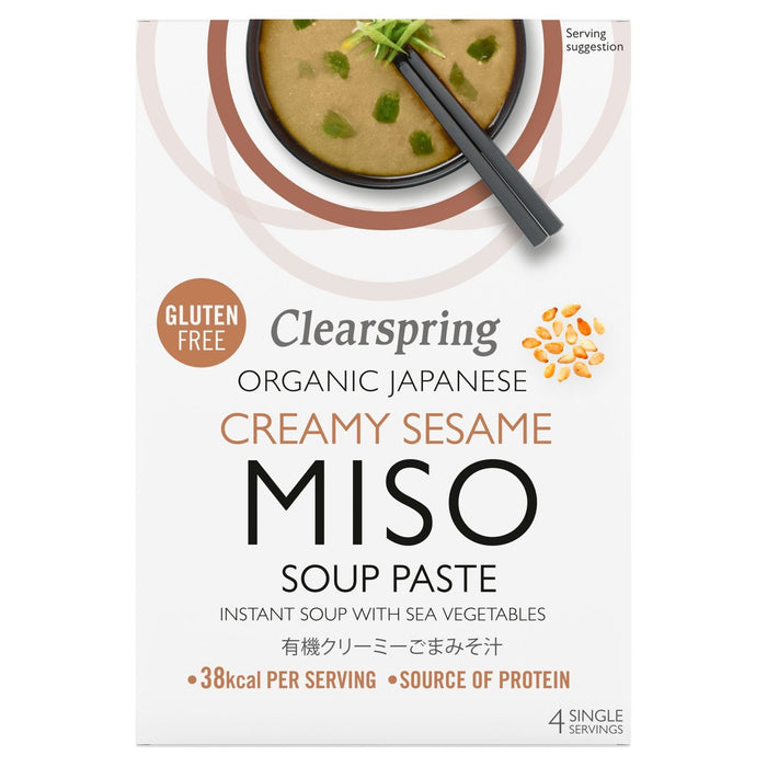 Clearspring Bio -japanische creme Sesam Instant Miso Suppe Paste 4 x 15g