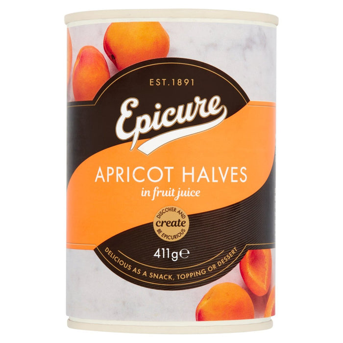 Mitades de albaricoque de epicure en jugo de fruta 411g