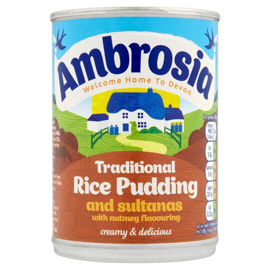 Ambrosia traditioneller Reispudding Sultaninen & Muskatnuss 425G