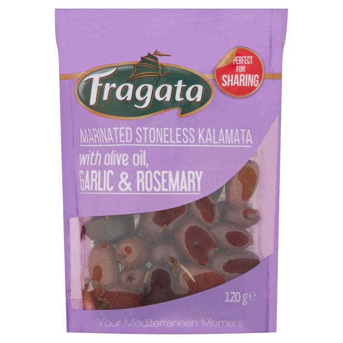 Fragata marinierte stonlose Kalamata -Oliven mit Knoblauch und Rosmarin 120G