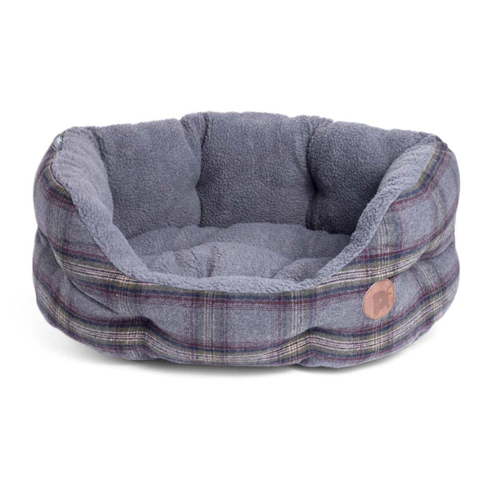 Petface gris tweed ovale lit pour animaux de compagnie