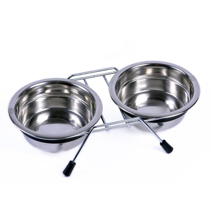 Petface Stainless Steel Double Diner Dog Bowls Medium