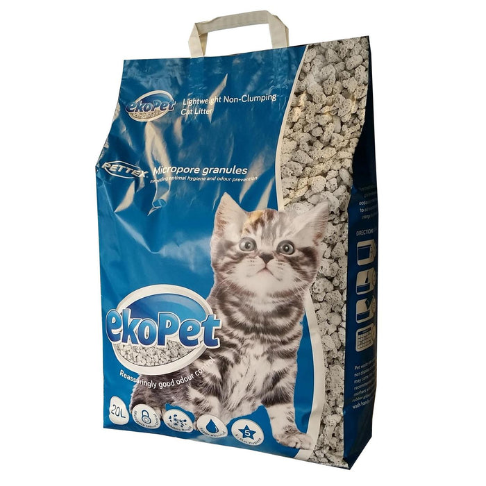 Pettex EkoPet Lightweight Non-Clumping Micropore Cat Litter 20L