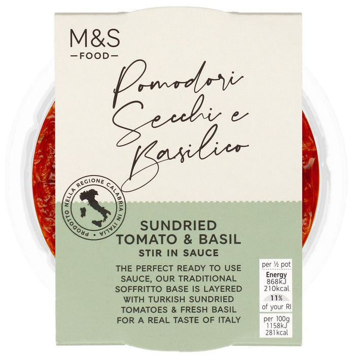 M&S Hecho en Italia Tomate seco y salsa de albahaca 150G