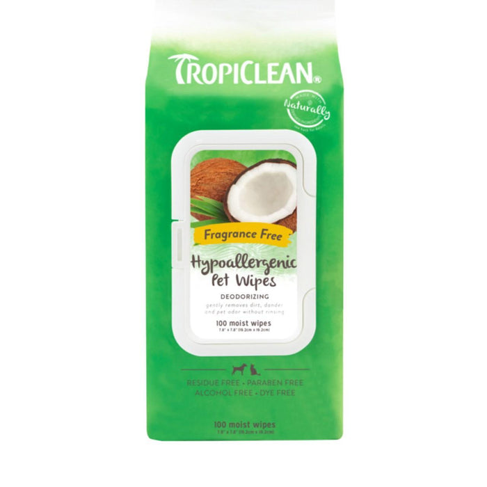 Tropiclean hypoallergene Deodorise von Haustiertüchern für Hunde und Katzen 100 pro Pack