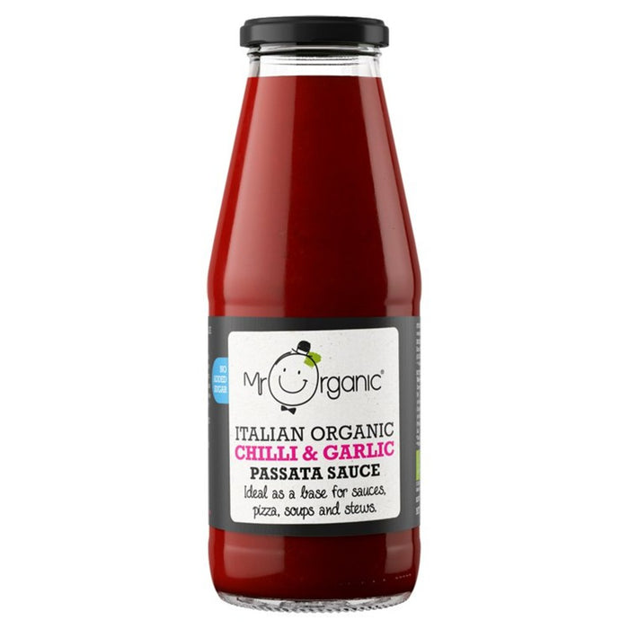 Mr Sauce de Passata de chile orgánico y ajo 400g