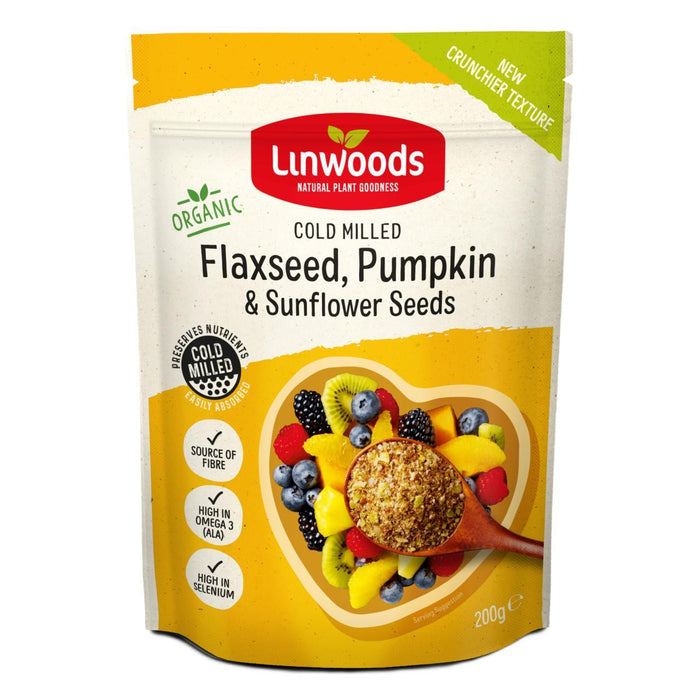 Linwoods fresado de lino orgánico, girasol y semillas de calabaza 200g