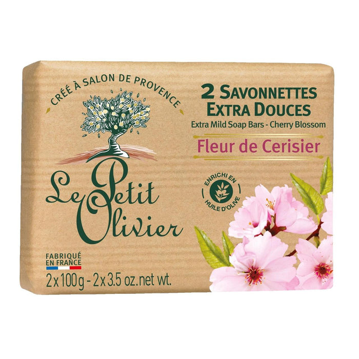 Les Petit Olivier des barres de savon extra-douces en fleur de cerise 2 x 100g