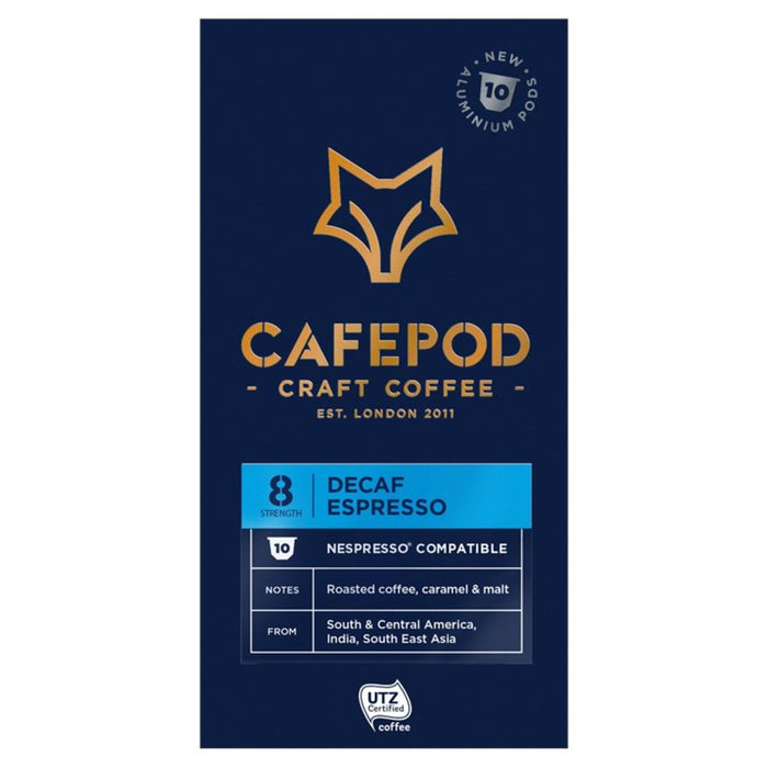 CafePod Decaf Espresso Nespresso Compatible Aluminium Coffee Pods 10 per pack