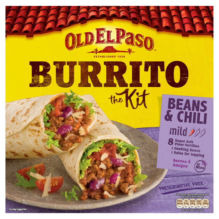 Old El Paso Beans &amp; Chili Burrito Kit 620g 