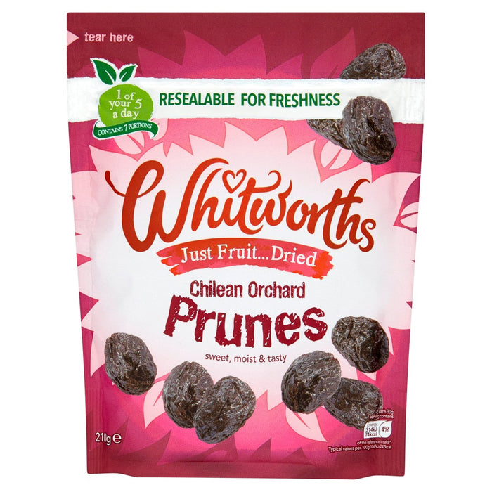 Whitworths a lapidé les pruneaux doux 210G