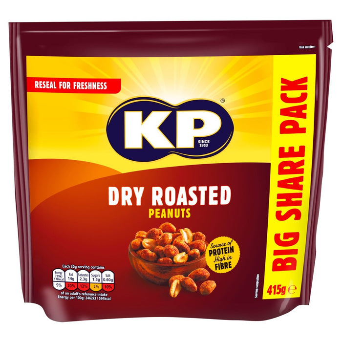 KP Nuts Dry Tosted Peanuts Bolsa para compartir 415g 