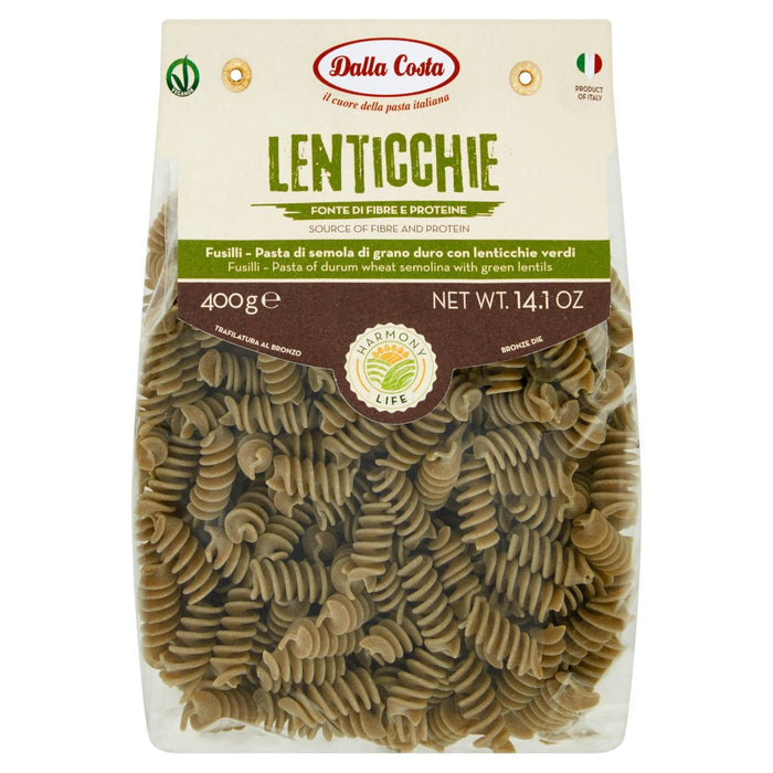 Dalla Costa Harmony Life Pasta Fusilli avec des lentilles vertes 400g