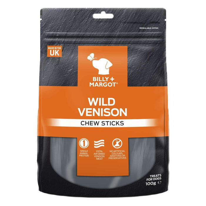 Billy &amp; Margot Venado Chew Sticks Golosinas para perros 100 g 