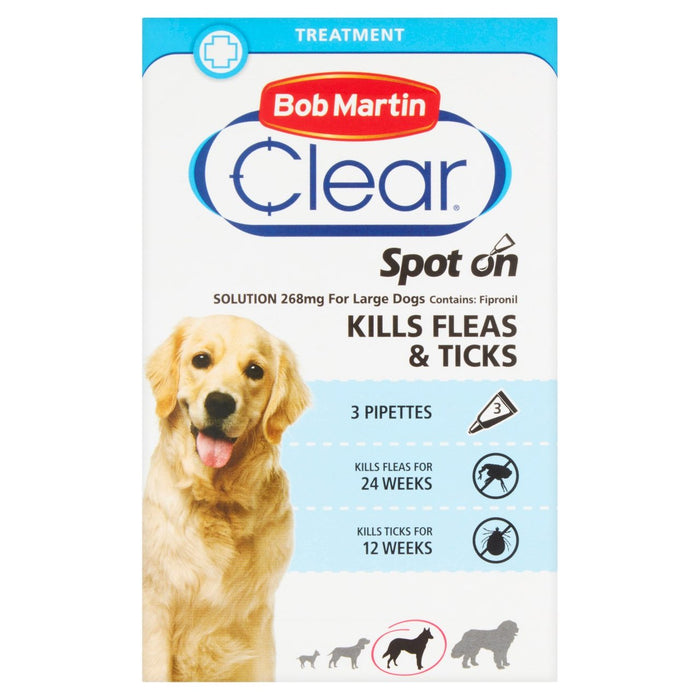 Bob Martin Flea Clear Spot auf großem Hund 3 pro Pack