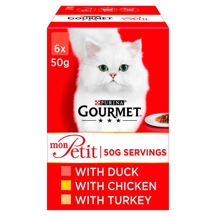 Gourmet Mon Petit Comida para Gatos Bolsitas Aves Pato, Pollo y Pavo 6 x 50g 