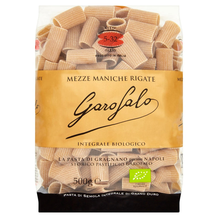 Garofalo Organic Whole Wheat Mezze Maniche Rigate Pasta 500G