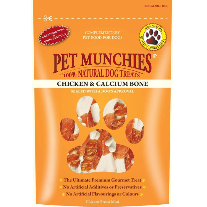 Pet Munchies 100% natürliches Hühnchen- und Kalziumknochenhund behandelt 100 g