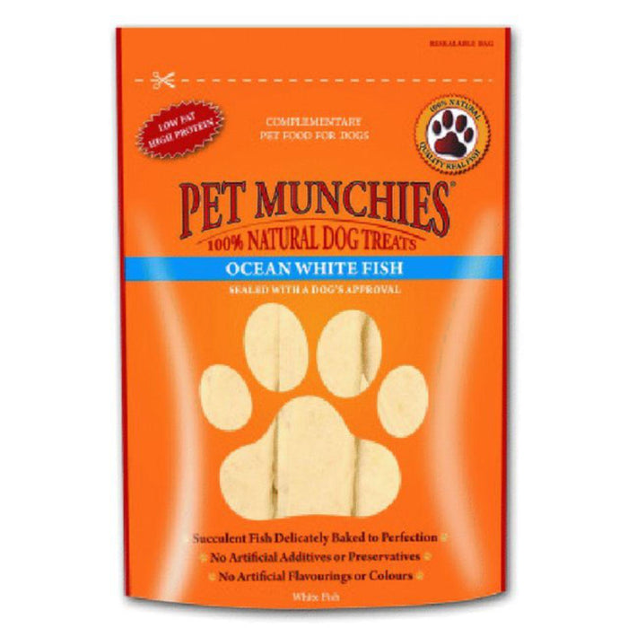 Pet Munchies 100% natürlicher Ozean Weißer Fischhund behandelt 100 g