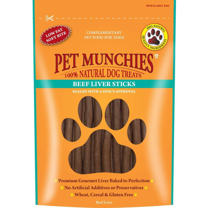 Pet Munchies 100% Natural Beef Liver Stick Treats pour chiens 90g