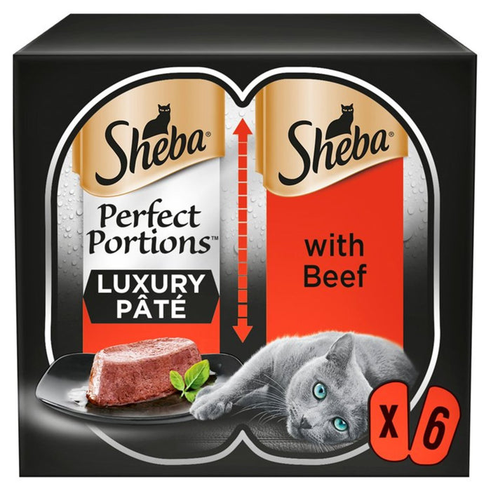 Sheba Perfect Portions Adult 1+ Plateaux de nourriture pour chats humides Pate de boeuf 6 x 37,5g